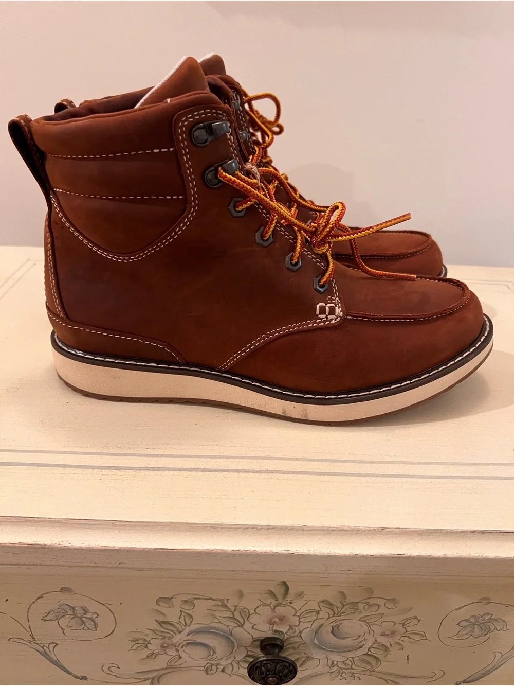 L.L. Bean Chestnut Brown Leather Lace-Up Work Boots